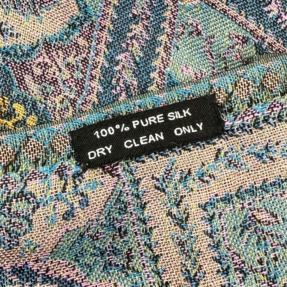100% Silk Floral Paisley Pashmina-Style Scarf • multi-color • quiet luxury boho